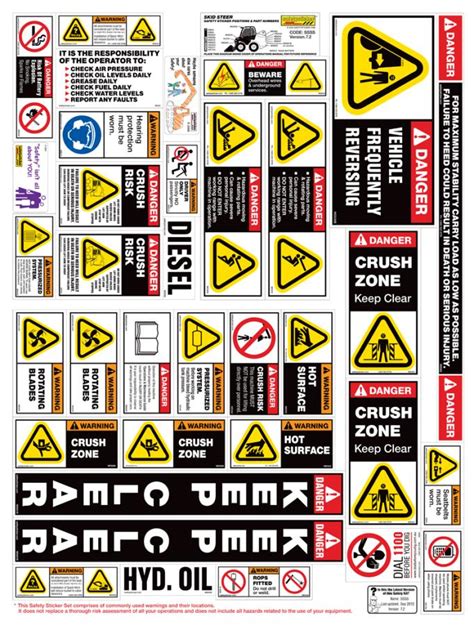 skid steer operation decal kit safety|skid steer graphics kit.